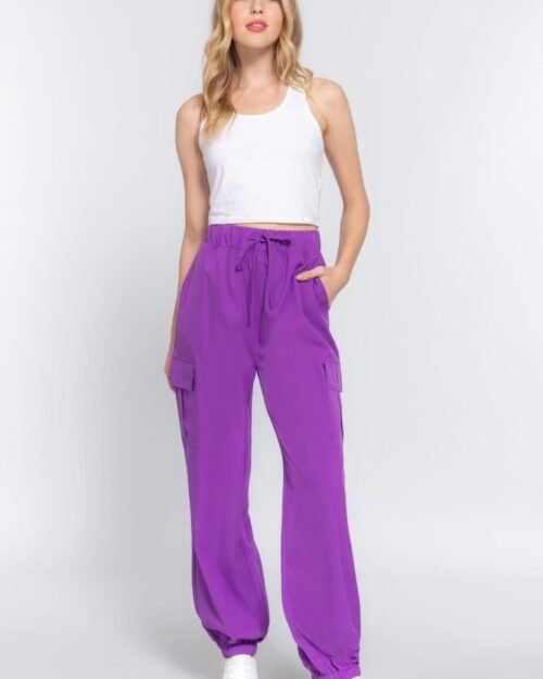 light weight stretch woven cargo jogger pants