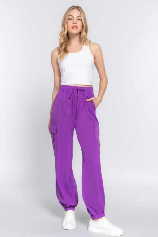 Light Weight Stretch Woven Cargo Jogger Pants - Image 2