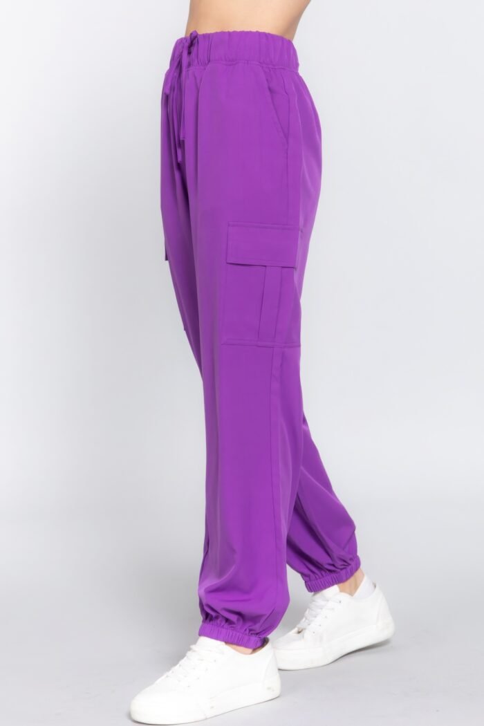 Light weight stretch woven cargo jogger pants