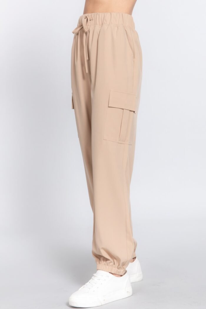 Light weight stretch woven cargo jogger pants