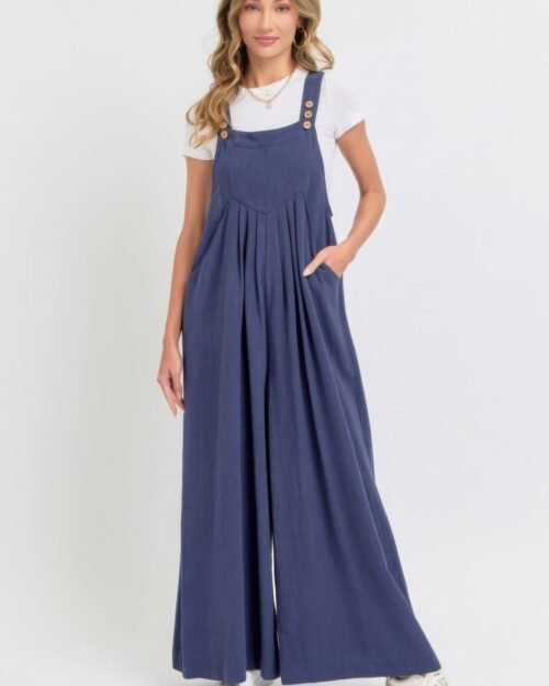 Adjustable Strap Overall Wide Leg Jumpsuit