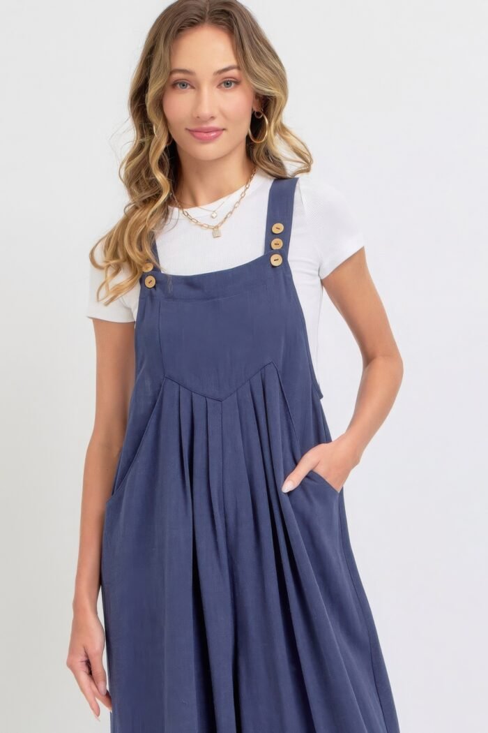Adjustable strap overall wide leg jumpsuit