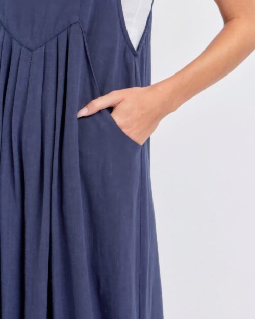 adjustable strap overall wide leg jumpsuit