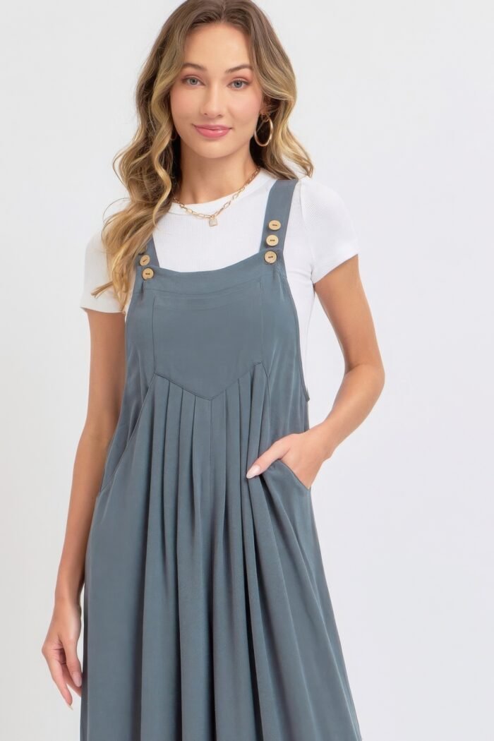 Adjustable strap overall wide leg jumpsuit