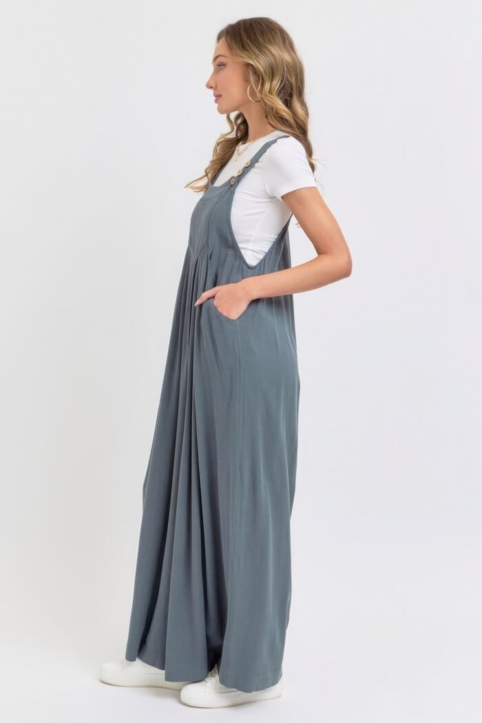 Adjustable strap overall wide leg jumpsuit