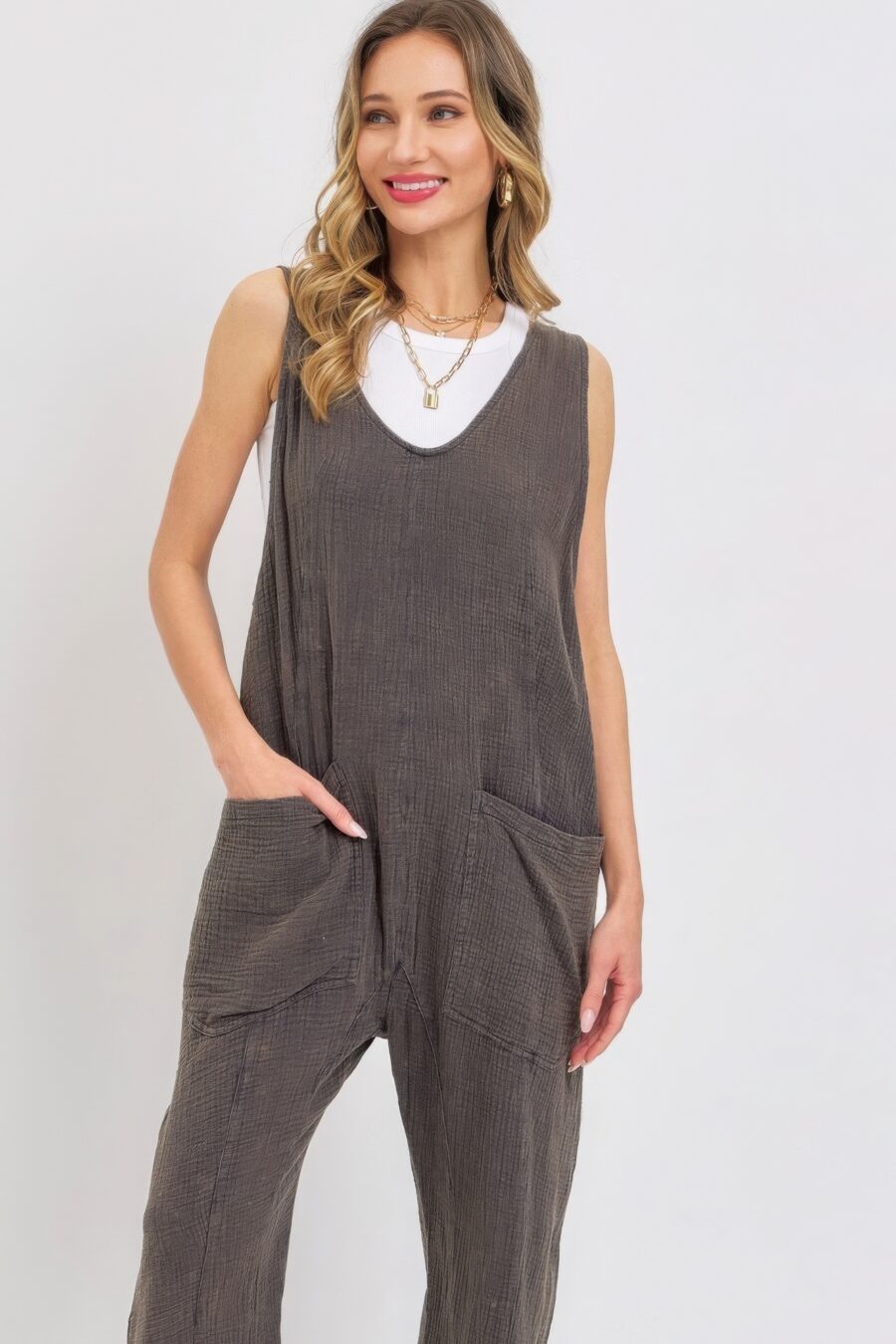 Mineral washed summer jumpsuit