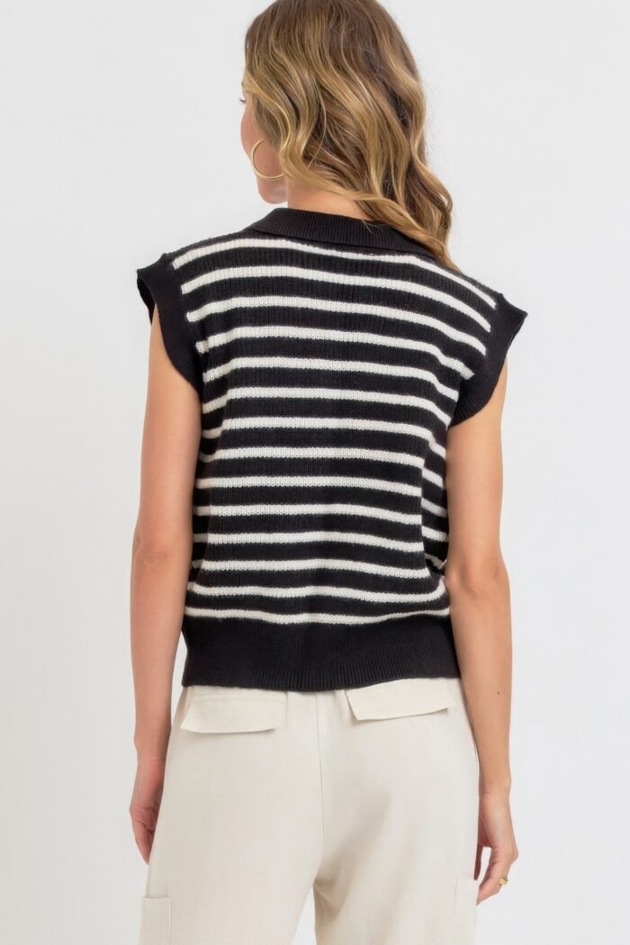 Flower patch stripe knit top