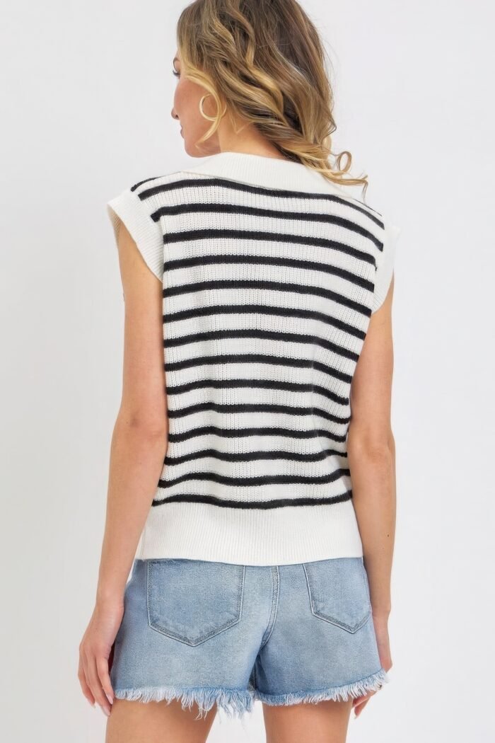 Flower patch stripe knit top