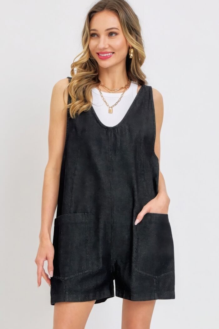 Summer denim overall romper