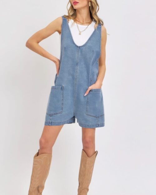summer denim overall romper