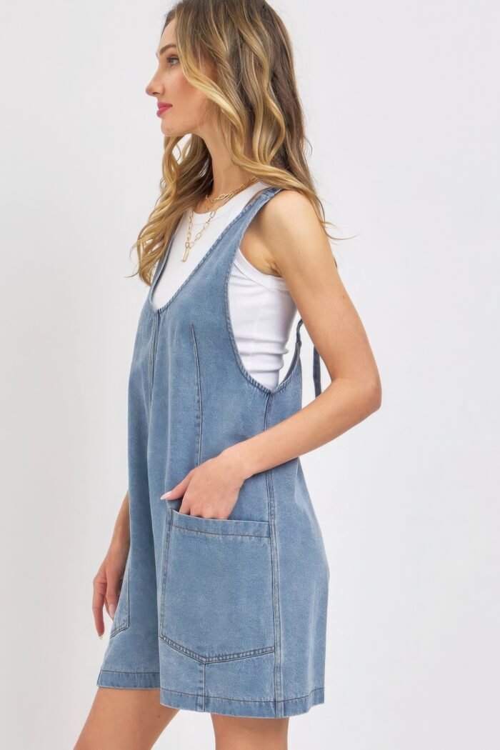 Summer denim overall romper