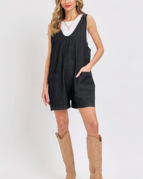 summer denim overall romper