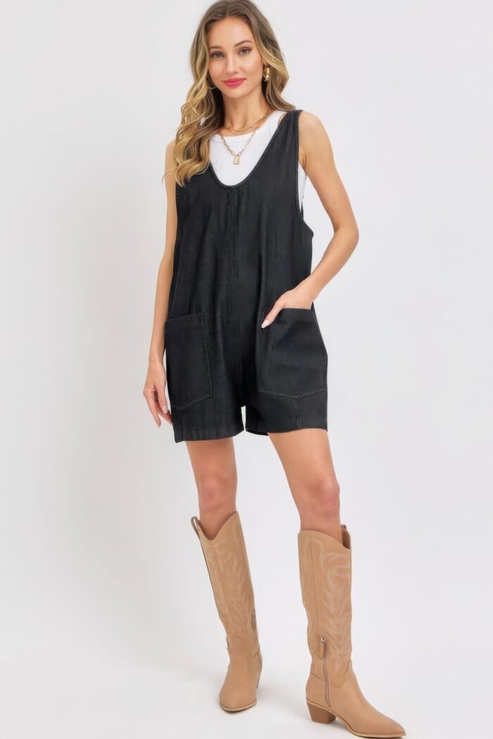 Summer denim overall romper