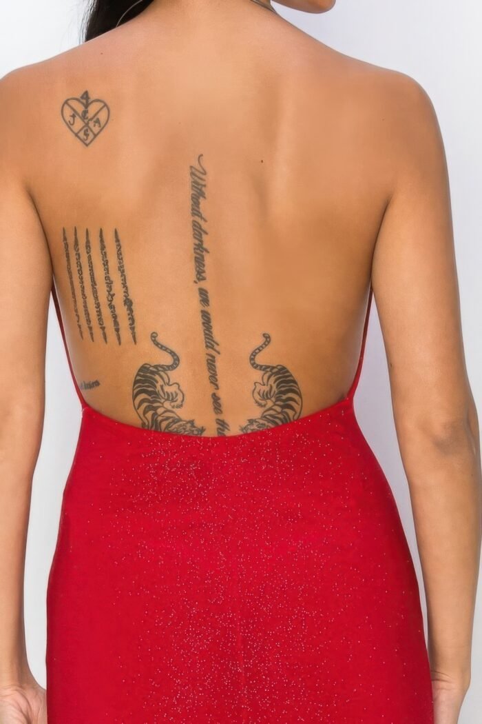 Halter necklace trim long dress