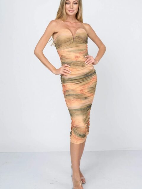 Tie dey printed mesh mini dress