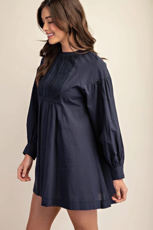 Long sleeve mini dress with lace detail - Image 10