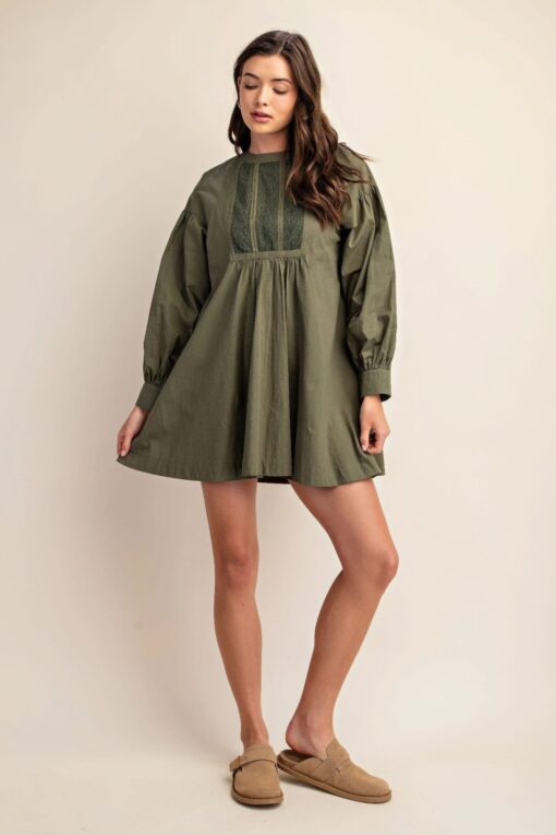 Long sleeve mini dress with lace detail - Image 14