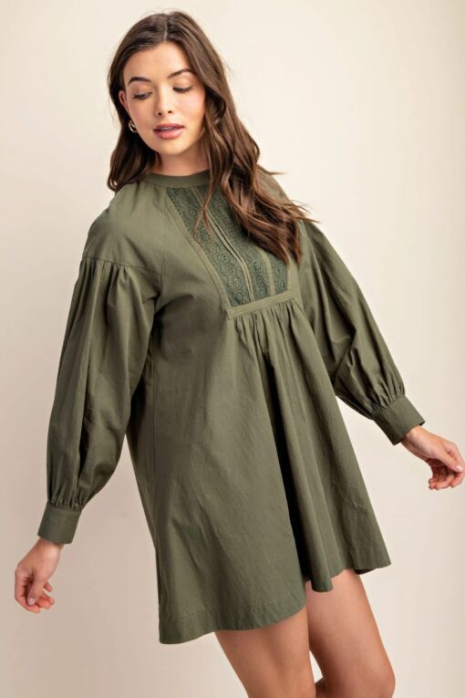 Long sleeve mini dress with lace detail - Image 15