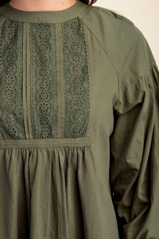 Long sleeve mini dress with lace detail - Image 17
