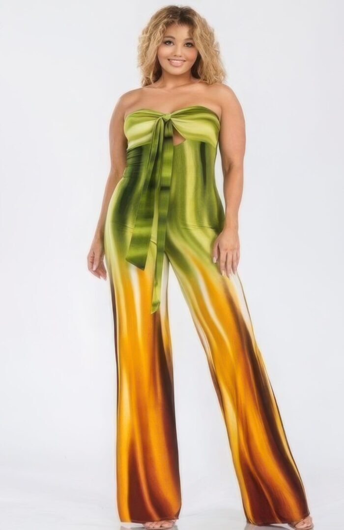 Plus print off shoulder jumpsuit - image 1