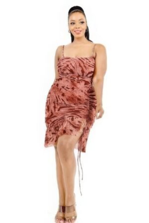 Plus wild animal print cami strap ruffle hem dress Plus wild animal print cami strap ruffle hem dress