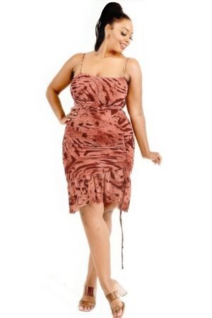 Plus wild animal print cami strap ruffle hem dress Plus wild animal print cami strap ruffle hem dress