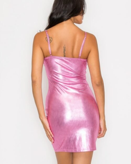 scoop neck foil mini dress