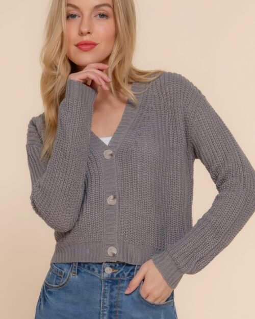 long slv v-neck sweater cardigan