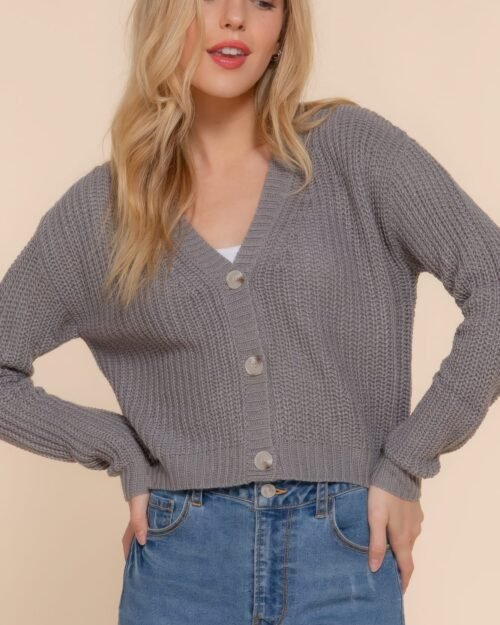 long slv v-neck sweater cardigan