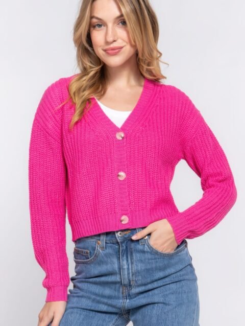 Long slv v-neck sweater cardigan