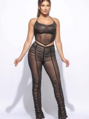 Halter Top Ruched Pants Set