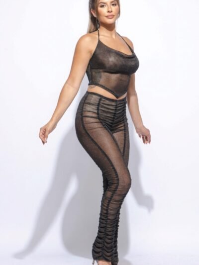 Halter Top Ruched Pants Set Halter Top Ruched Pants Set