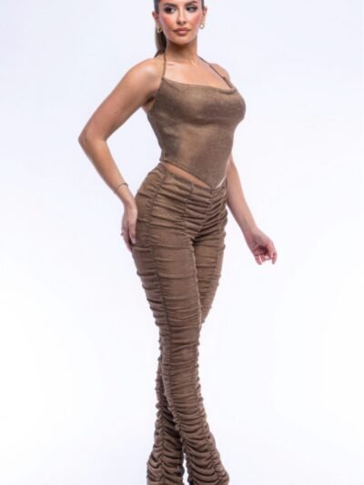 Halter Top Ruched Pants Set Halter Top Ruched Pants Set