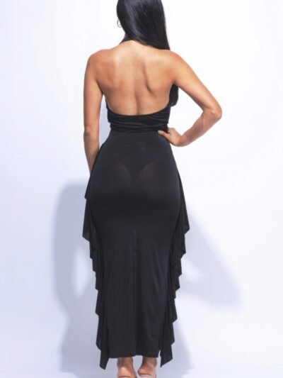 Cowl Halter Ruffled Skirt Set Cowl Halter Ruffled Skirt Set
