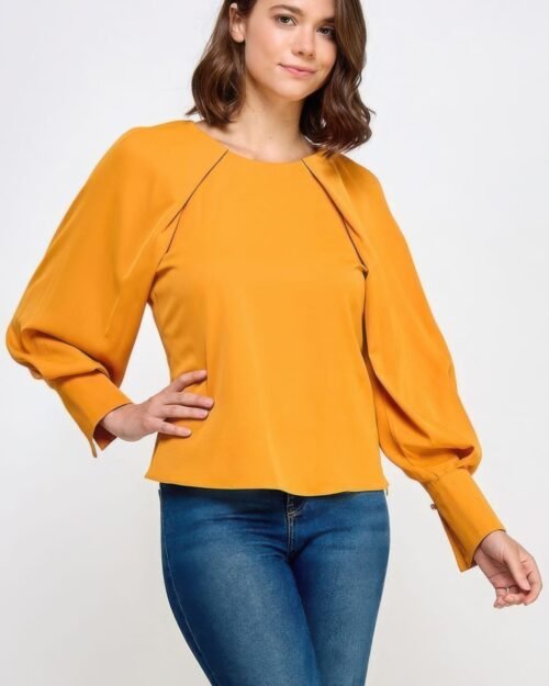 raglan long sleeve top with back neck tie