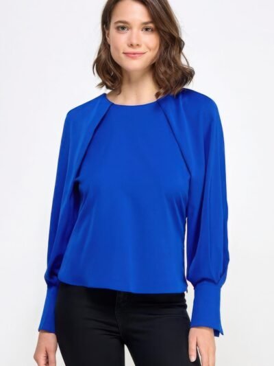 Raglan Long Sleeve Top With Back Neck Tie
