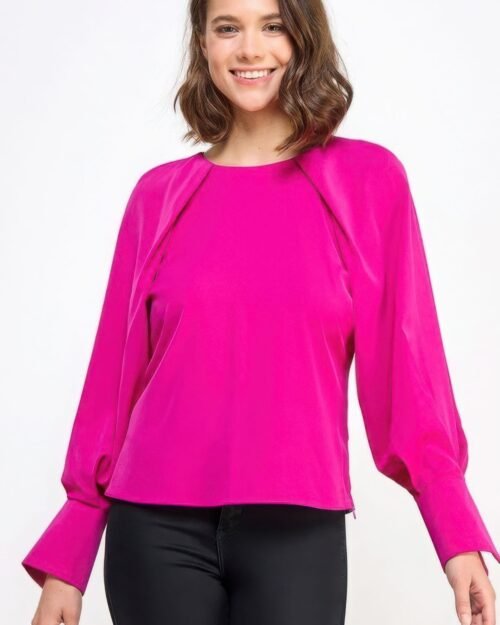 raglan long sleeve top with back neck tie
