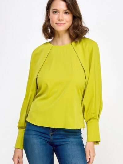 Raglan Long Sleeve Top With Back Neck Tie