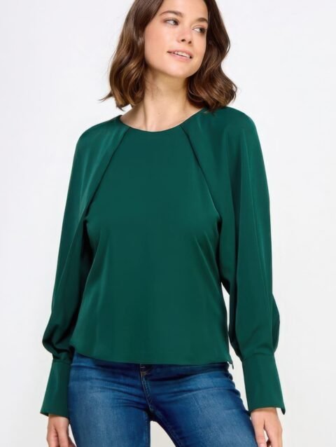 Raglan Long Sleeve Top With Back Neck Tie