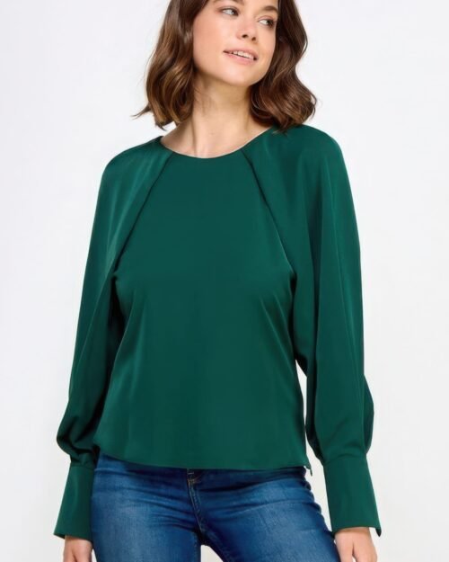 Raglan Long Sleeve Top With Back Neck Tie