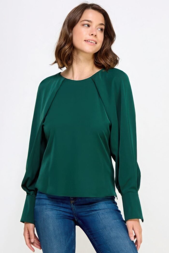 Raglan long sleeve top with back neck tie