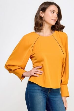 Raglan Long Sleeve Top With Back Neck Tie Raglan Long Sleeve Top With Back Neck Tie