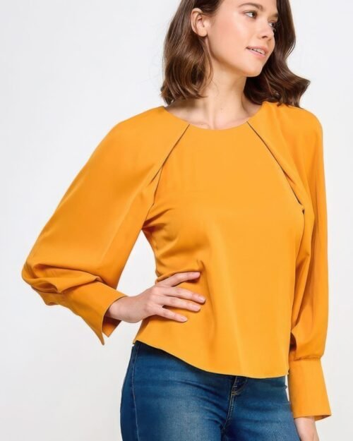 raglan long sleeve top with back neck tie
