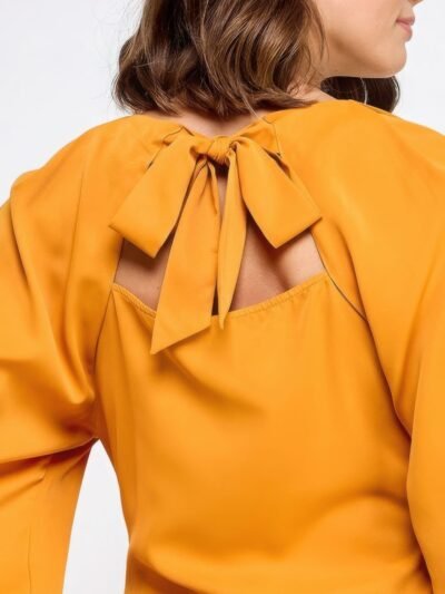 Raglan Long Sleeve Top With Back Neck Tie