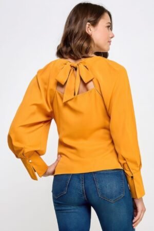 Raglan Long Sleeve Top With Back Neck Tie Raglan Long Sleeve Top With Back Neck Tie