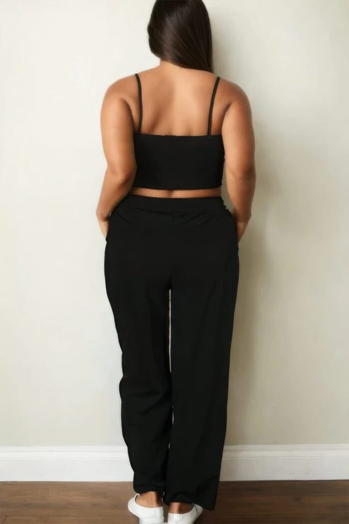 Plus bustier crop cami top & slant pocket straight pants