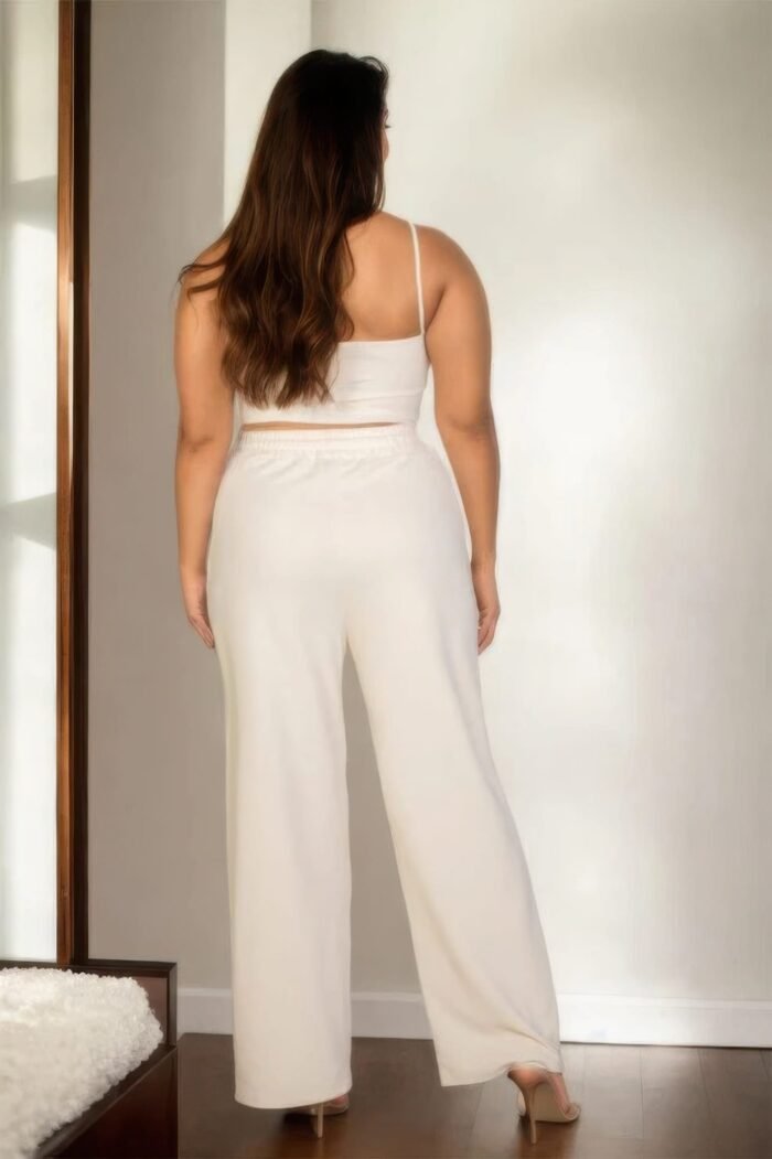 Plus bustier crop cami top & slant pocket straight pants