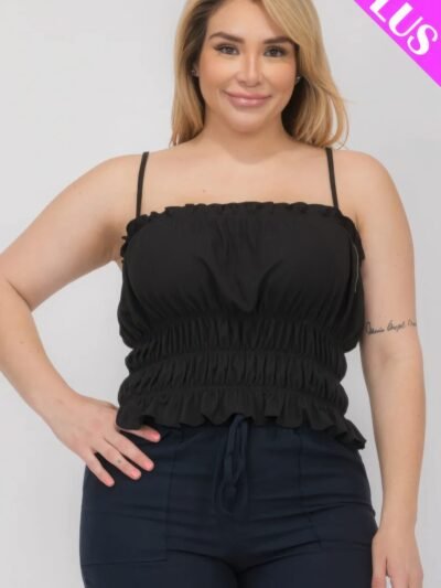 Plus Size Tiered Shirred Body Crop Top Plus Size Tiered Shirred Body Crop Top