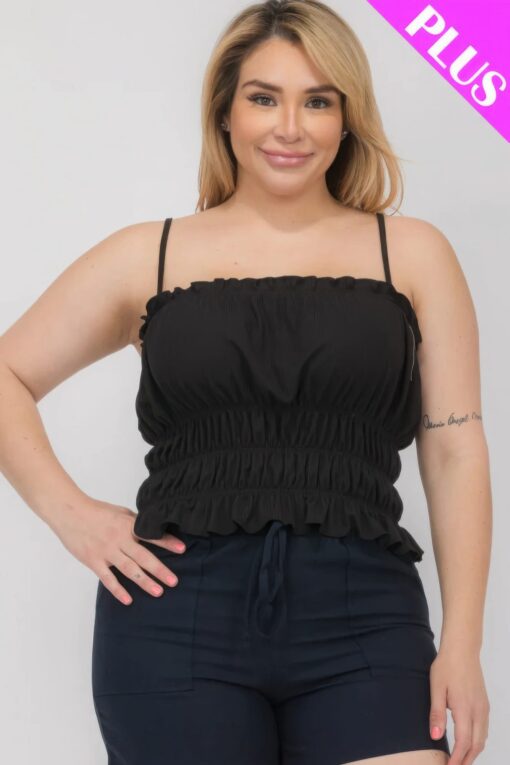 Plus Size Tiered Shirred Body Crop Top - Image 11