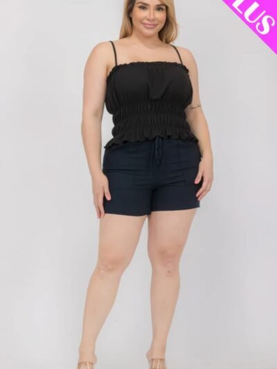 Plus Size Tiered Shirred Body Crop Top Plus Size Tiered Shirred Body Crop Top